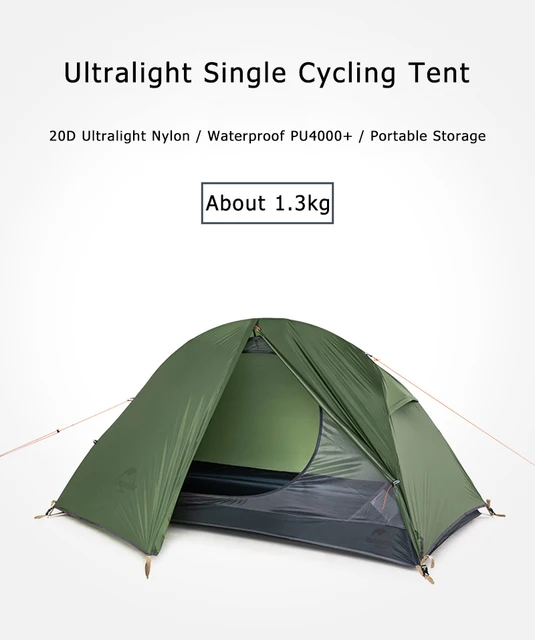 Naturehike Ultralight 1 Person Backpacking Tent - Waterproof, Freestanding, With Footprint Included