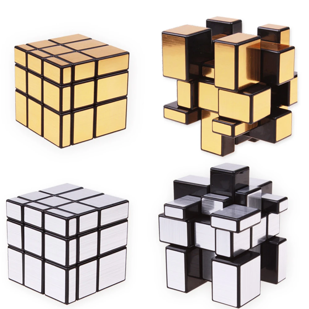 Qiyi ماجيك يلقي المغلفة مرآة مكعب 3x3x3 لغز المهنية Magico سرعة مكعبات التعليم لعب للأطفال الفضة الذهب كتلة Magic Cubes Aliexpress