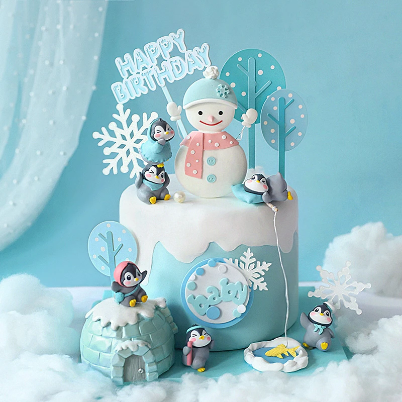 冬の雪の結晶ペンギン雪だるまクリスマスケーキトッパークリスマスパーティーのためにベーキング装飾デザート用品愛のギフト ケーキデコレーション用品 Aliexpress