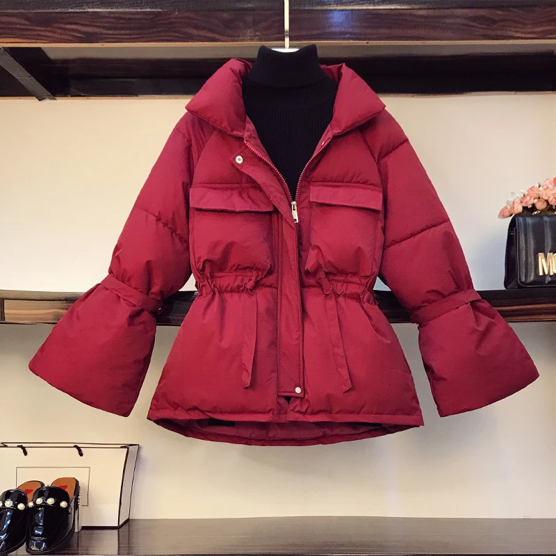 

2020 New Ladies Cotton Winter Coat Warm Down Jacket Long-Sleeved Coat Lapels Tops Fashion