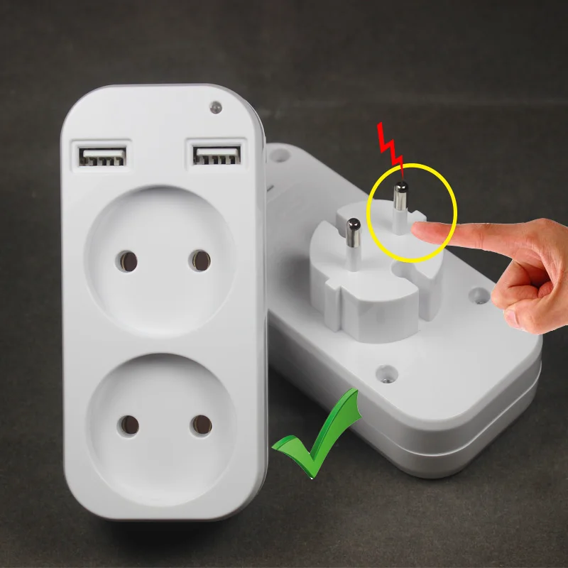 EU Extension Power Strip Plug Adapter