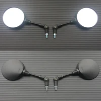 Motorcycle Black Universal 10mm Side Mirror Rearview Mirror Anti-fall Folding Round Mirror 2