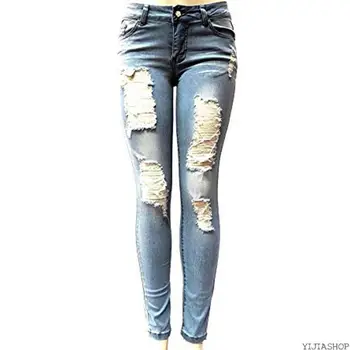 

New Sexy spring ladies jeans high waist jeans ladies high elastic plus size ladies jeans viper light wash casual tight pencil pa