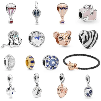 

Fit Pandora Bracelets 925 Sterling Silver Charm Hot Air Balloon Heart Monkey Little Elephant Charm Bead Pendant DIY Jewelry Gift