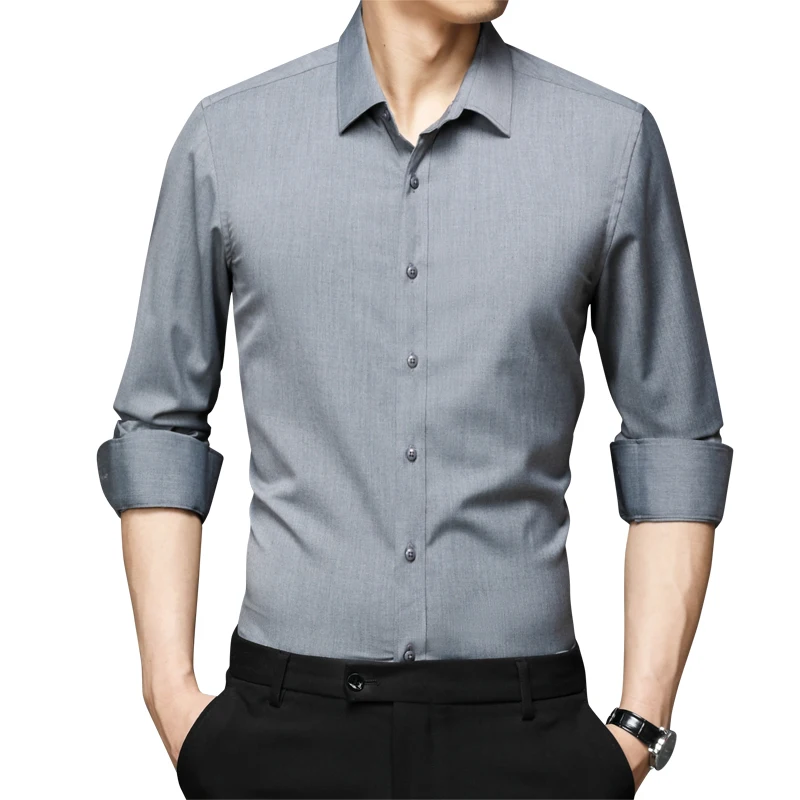 

Shirt men 2021 spring new men's long-sleeved shirt business casual shirt high-end bamboo fiber slim shirt