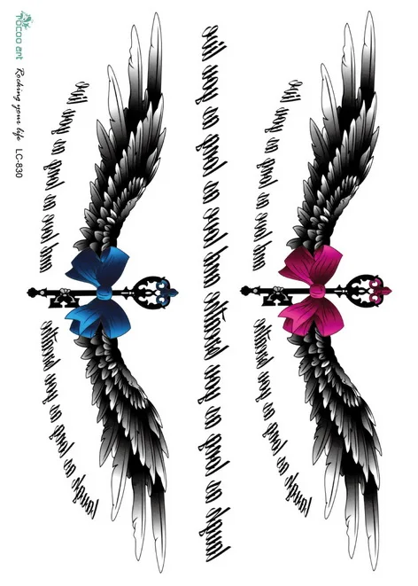 Водостойкая временная татуировка наклейка божественные Крылья Ангела тату стикер s флэш-тату поддельные татуировки для девушек женщин Леди 7 - Цвет: Светло-серый