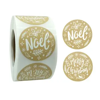 

1PC Kraft stickers Christmas Gift Decoration Sticker for Package Stationery stickers festival happy decorations Seal Labels