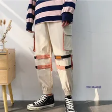 Красивые мужские брюки в стиле хип-хоп с карманами, Мужские штаны длиной до щиколотки, Японская уличная одежда, брюки, повседневные мужские брюки для бега