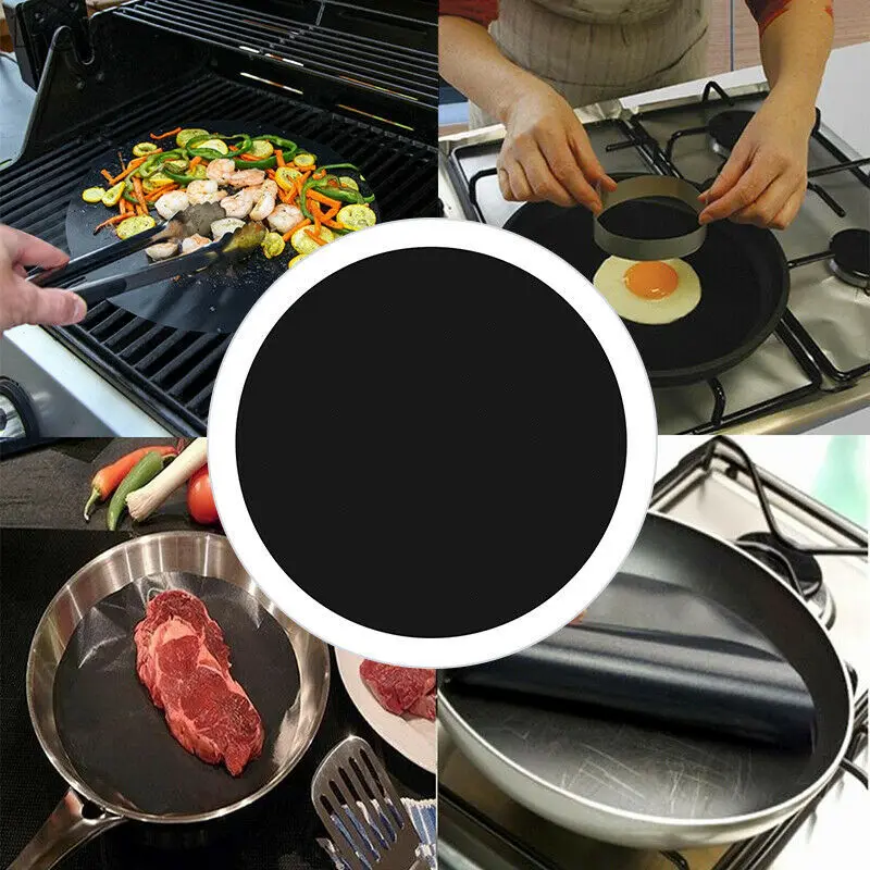 1pcs Round Teflon Non Stick Mat Pan Fry Liner Sheet Cooking Wok