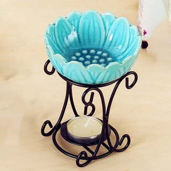 

1*Lotus Shaped Iron Incense Burners With Candle Holders Bedroom Decoration Ceramic Backflow Incense Burner