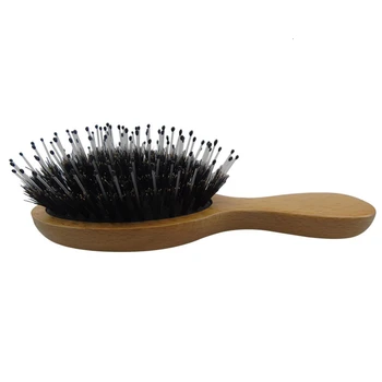 

Mini Wooden Massage Comb Natural Wild Boar Bristles Anti-static Hair Scalp Paddle Brush Beech Handle Hair Brush Styling Tool