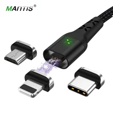 Mantis carregador magnético micro usb tipo c, cabo de carregamento rápido para celular iphone, samsung, xiaomi redmi, android