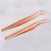 Rose Gold Stainless Steel Hot Sale New Stainless Steel Pink Straight Bend Tweezer For Eyelash Extensions Nail Art Nippers 4