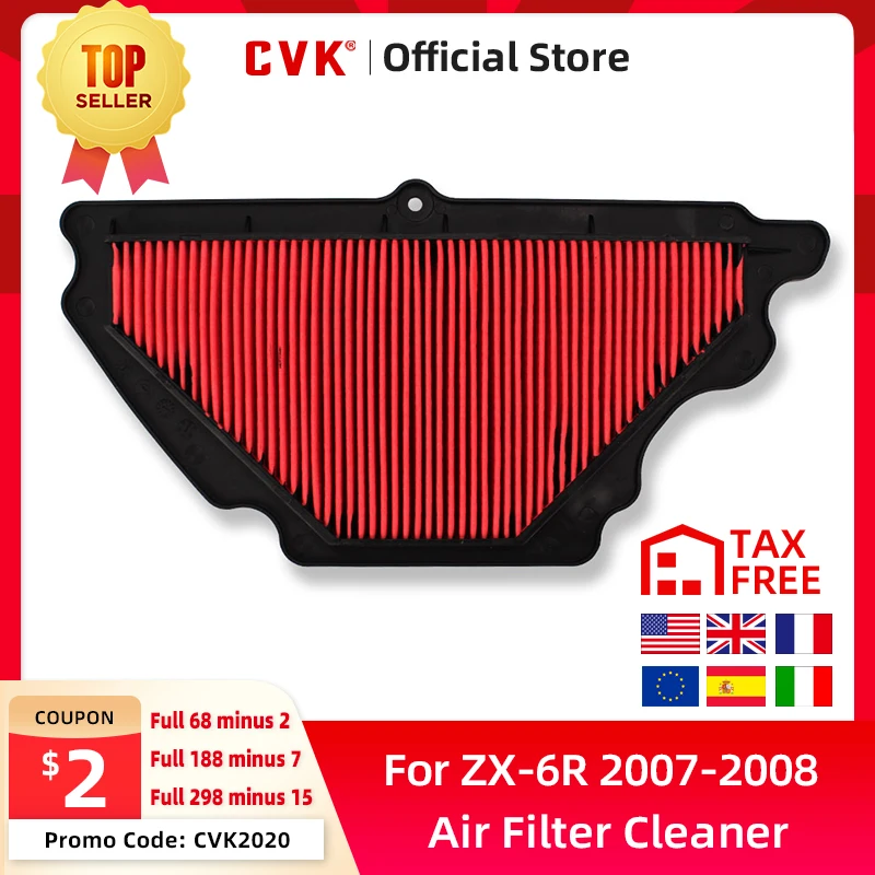 CVK Replacement Intake Air Filter Cleaner Element for Kawasaki ZX-6R ZX636 2007 2008 ZX6R 6R NINJA 07 08