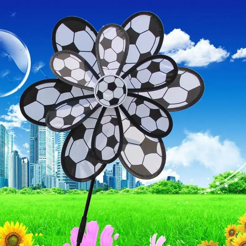 OOTDTY Kids Double Layer DIY Football Windmill Wind Spinner Pinwheel Home Garden Yard Decoration Outdoor Toys |