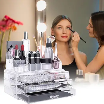 

Acrylic Makeup Storage Organizer Box Lipstick Rack Cosmetic Brush Multifunctional Jewelry Display Dressing Unit Shelf