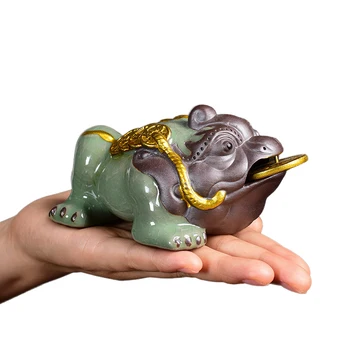 

Tea Pet Toad Yixing Purple Clay Teapet Chinese Kung Fu Tea Set Accessories Decor Crafts Statue Feng Shui Figurine Boutique Gift