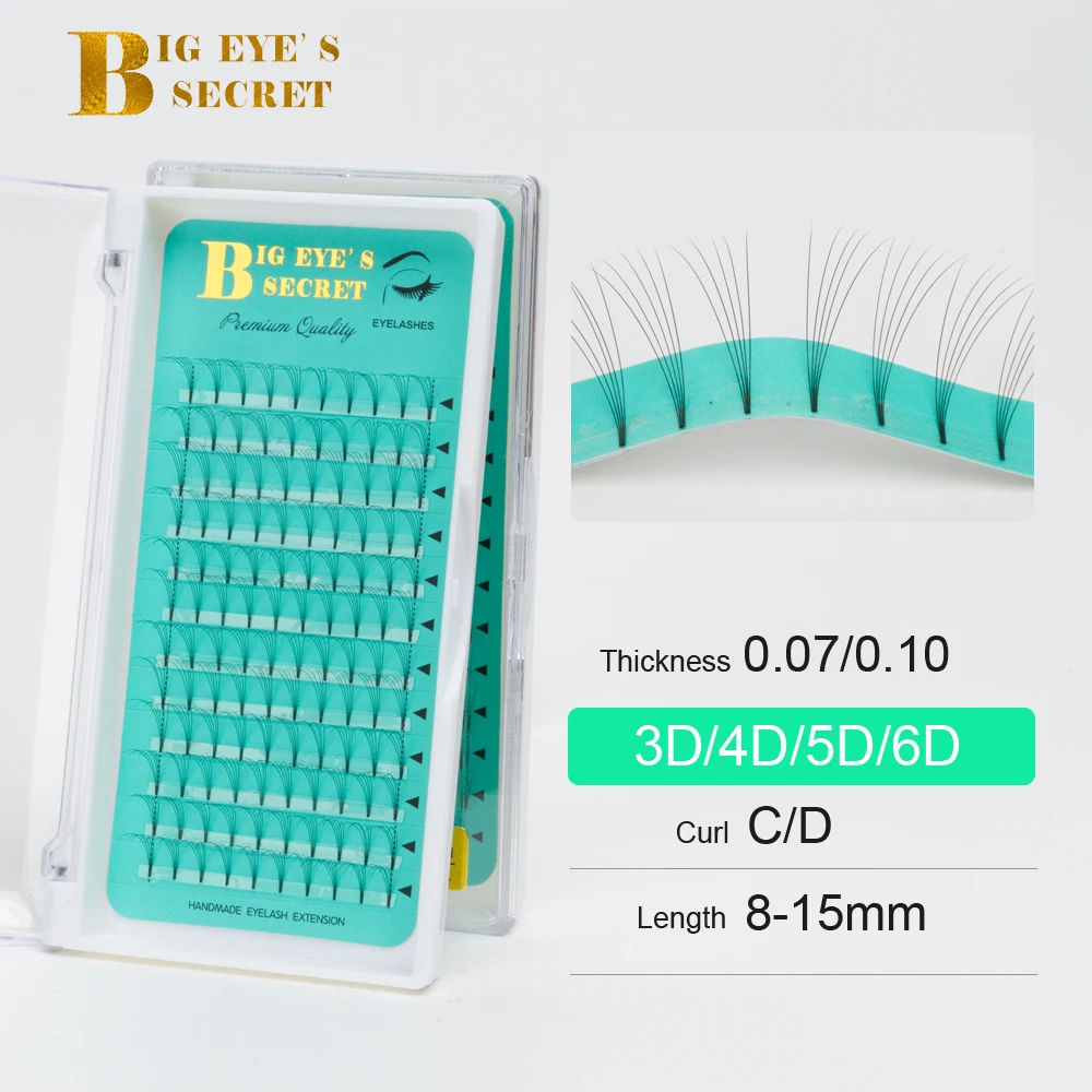 

Big eye's secret Volume Lashes 3D/4D/5D/6D Eyelash Extensions Short Stem Handmade Faux Mink Russian Volume Lashes Premade Fans