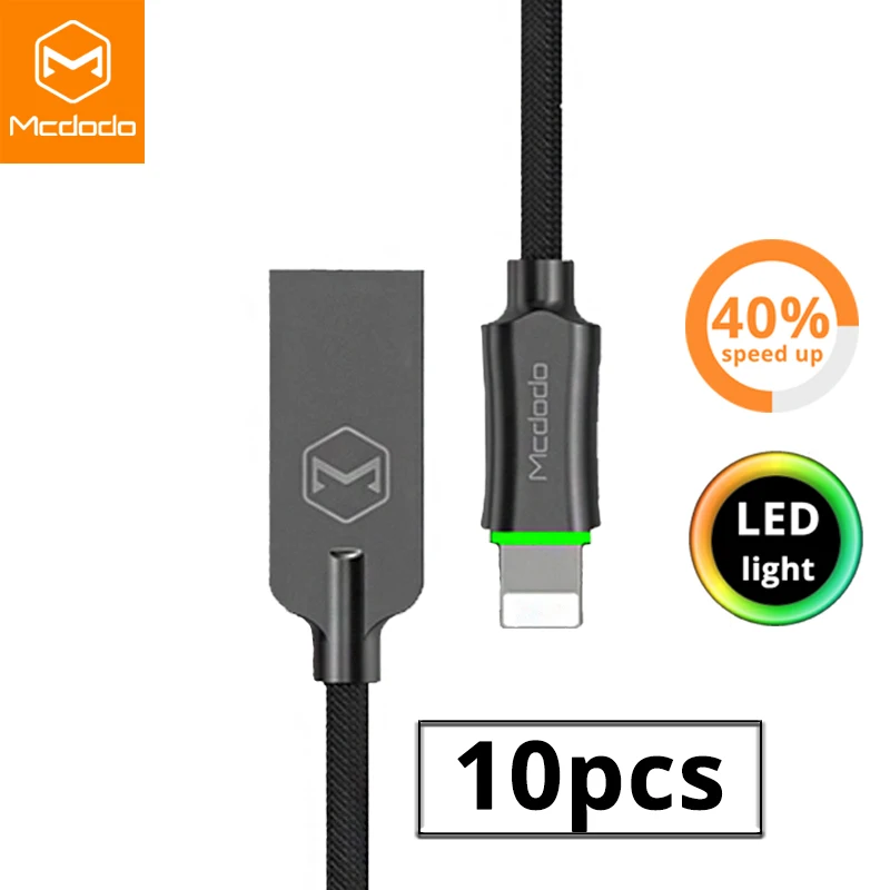10 шт./лот MCDODO USB кабель для iPhone X, XR, XS MAX, 8, 7, 6s, 6 plus, 5 кабель для быстрой зарядки, зарядное устройство для телефона, usb-кабель для передачи данных