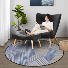 Современный минималистичный нескользящий ковер синий серый абстрактный 3D линия гостиной диван Декор области коврики спальня прикроватные круглые коврики