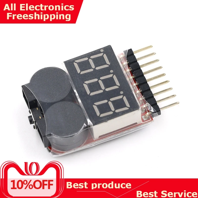 

for 1-8S Lipo/Li-ion/Fe Battery Voltage 2IN1 Tester Low Voltage Buzzer Alarm