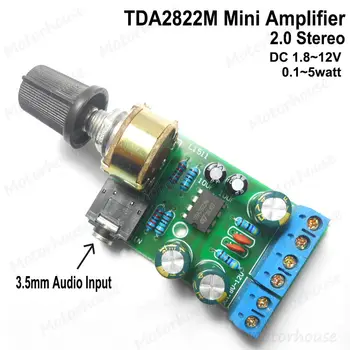 

DC 1.8~12V 5v TDA2822M Mini Audio Power Amplifier Board 2.0 Stereo 3.5mm Module