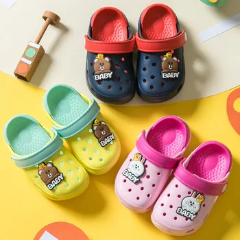 

ULKNN Children Porous Shoes Cute Cartoon Bear Rabbit Summer Baby Sandals BOY'S Girls Anti-slip Wear-Resistant toddler slippers