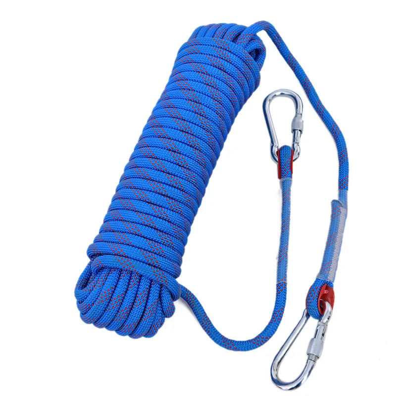 

High Strength Static Rock Climbing Rope Outdoor Fire Escape Rescue Safety Rappelling Rope With Double-end Carabiner