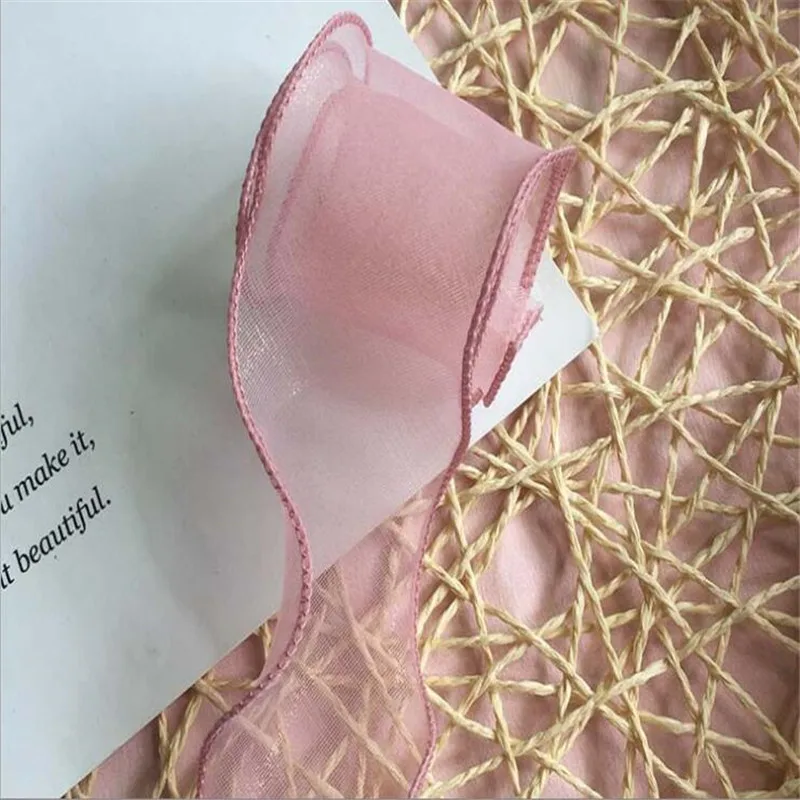 Kewgarden 50 мм " волнистые боковые ленты из вуали DIY бантик для волос аксессуары вручную изготовленная лента горячее тиснение атласные ленты 35 метров