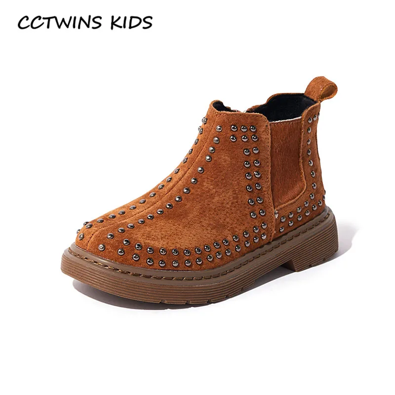 

CCTWINS Kids Shoes 2019 Autumn Boys Genuine Leather Shoes Children Fashion Ankle Boots Baby Girls Fashion Stud Boots FB1704