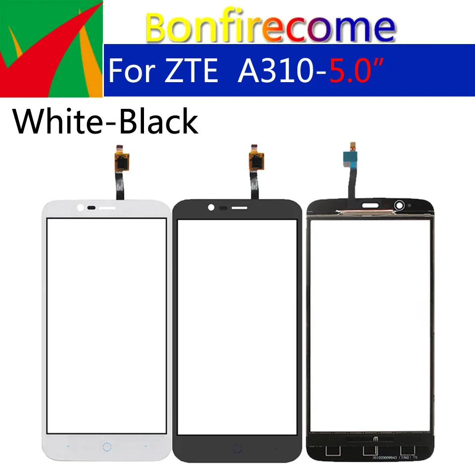 10 шт./партия для zte Blade A310 сенсорный экран панель дигитайзер сенсор Переднее стекло Внешний сенсорный экран с гибким кабелем клей 5,0"
