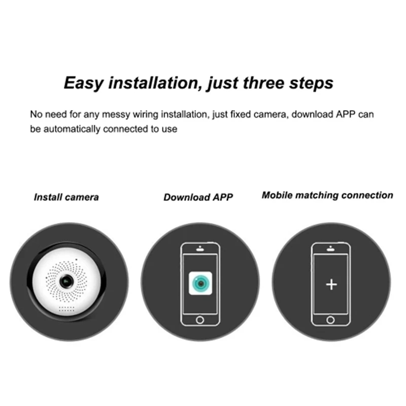 TS-QX06LH Fisheye VR 360 Degree 1.3 Million Pixels Panoramic Camera Wireless Wifi IP Camera(EU Plug