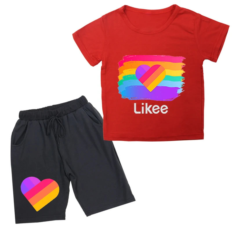 Likee T Shirt Sets Girls Boys Sports Suit Kids Baby Likee Video