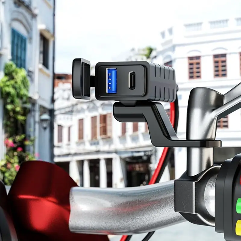 Водонепроницаемое зарядное устройство QC3.0 PD Type C для мотоцикла 12 В 24 адаптер SAE USB с