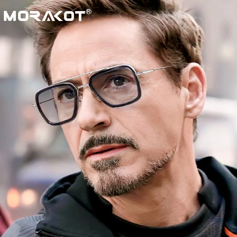 

MORAKOT Men Vintage Steampunk Sunglasses Brand DesignerTony Stark Iron Man Goggles Retro Windproof Steam Punk Sun Glasses UV400