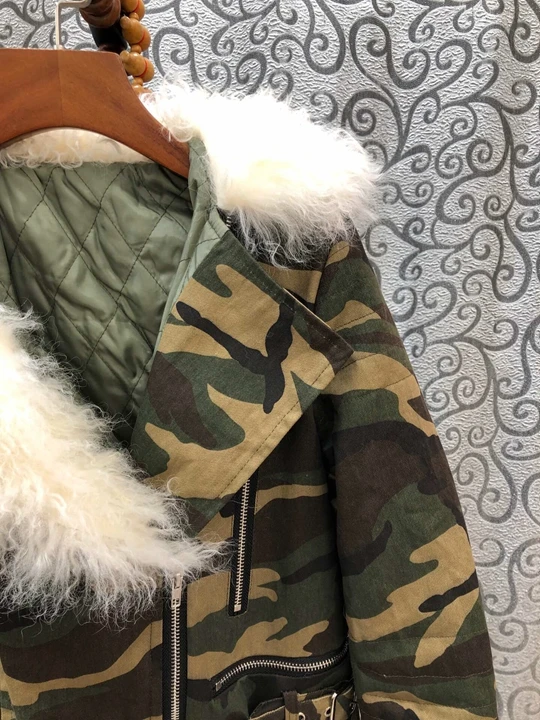 Новая осенняя и зимняя Женская куртка из овечьей шерсти на молнии камуфляжная куртка 1027