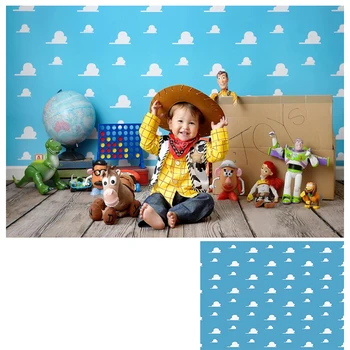 

Blue sky and white clouds baby photography background cloth backdrop pictures vinyl photoshoot photobooth vl186