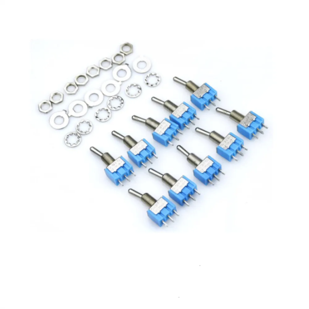 10 шт. SPDT вкл./вкл. AC125V 6A синий мини 2 положения 3 шпильки защелкивающиеся микро