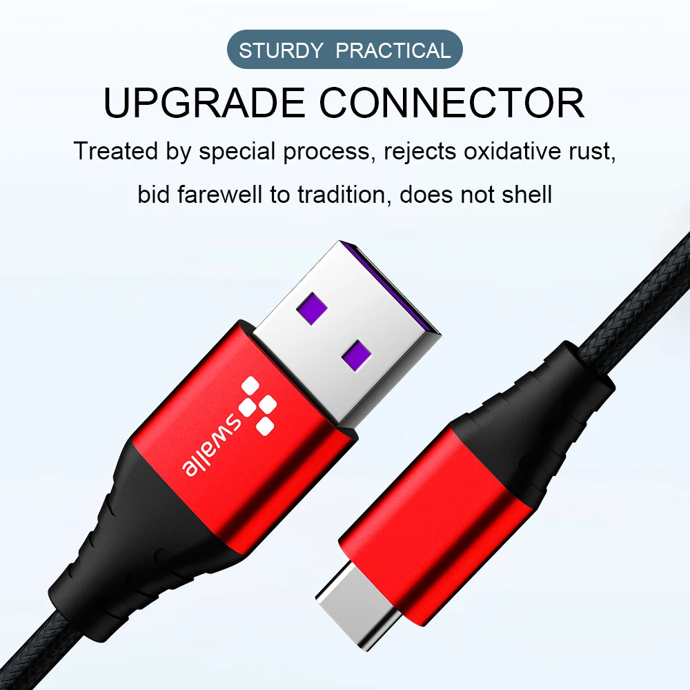 Swalle usb type C кабель для samsung S10 S9 S8 A50 Xiaomi Redmi Note 7 Быстрая зарядка USB-C зарядное устройство мобильный телефон usb C кабель