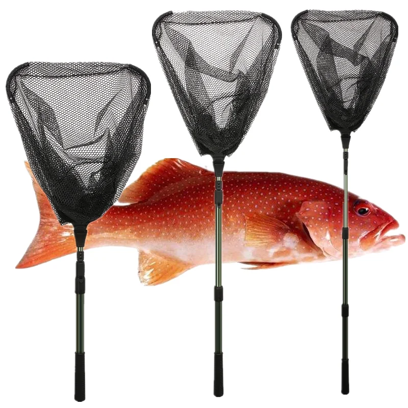

Triangle Retractable Fishing Net Telescoping Landing Net Aluminum Alloy Pole Foldable Fishing Brail Folding Landing Net