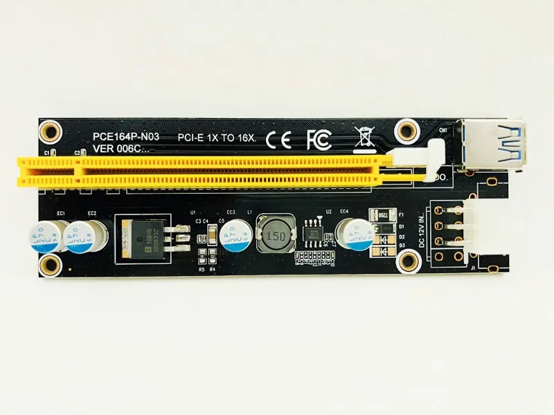 Riser 006C PCI-E Riser PCI E 1x to 16x PCIE Extender USB 3.0 Data Cable SATA to 6Pin IDE Molex Power Supply for BTC Miner Mining