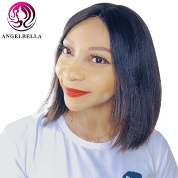 

Angelbella 150% Density Part Lace Wig Short Bob Virgin Human Hair Wig With Baby Hair For Black Women Human Hair