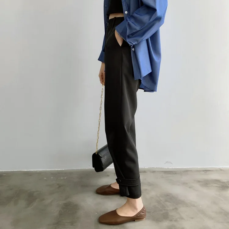 Высокая талия свободные брюки женские элегантные модные женские Pantalones Mujer широкие брюки длиной до щиколотки повседневные брюки Spodnie Damskie
