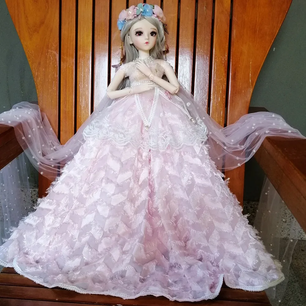 2" полный набор BJD кукла+ макияж ручной работы 24 дюймов 60 см EVA BJD леди+ стеклянные глаза+ аксессуары парики одежда обувь DA008-3L04