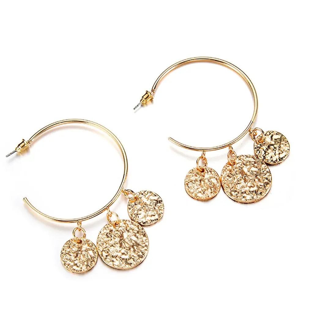

Earrings European And American Trend Personality Exaggerated Punk Style Tassel Round C-Shaped Earrings Earrings