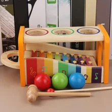 Фунт и кран прочные инструменты деревянный музыкальный стук мяч малыш заземление игрушка скольжение ксилофон образовательный подарок