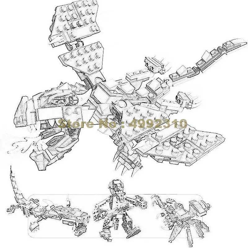 

3130 223pcs 4in1 mythical creatures robot building blocks 31073 Bricks Toy
