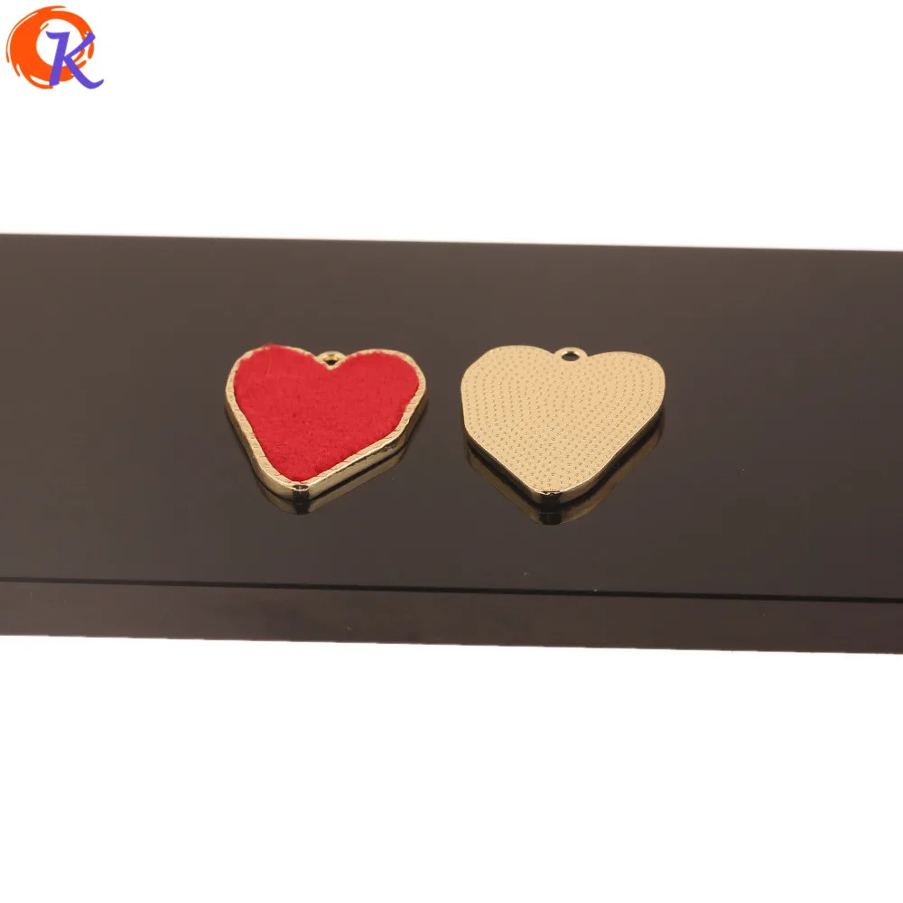 Сердечный Дизайн 50 шт 25*32 мм ювелирные аксессуары/ручная работа/DIY Изготовление/ткань эффект/неправильной формы/амулеты/застежки для сережек