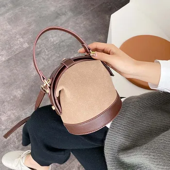 

Scrub Leather Bucket Bags For Women 2019 Fashion Mini Crossbody Messenger Bag Lady Totes Travel Handbags and Purses