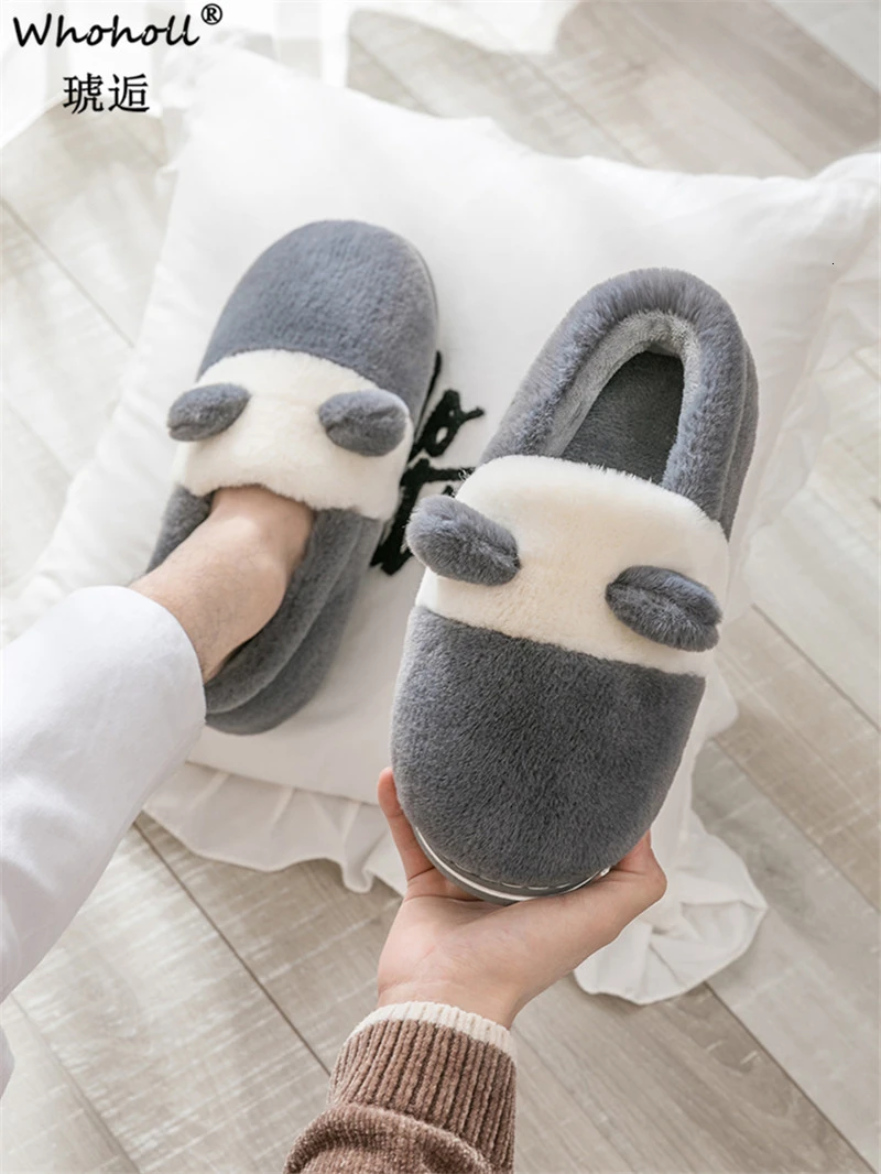 

Man Women Couples Home Cotton Slipper Winter Household Indoor Flange Keep Warm Will Code Plush Cover Heel Cotton-padded